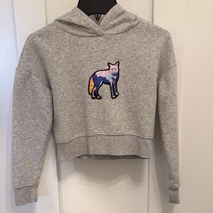 Athletic Cropped Hoodie w/ Colorful Meow Wolf Patch